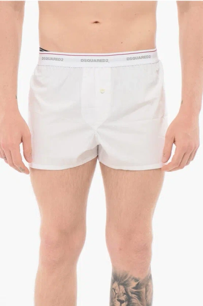 Dsquared2 Popeline Cotton Boxer With Logoed Band
