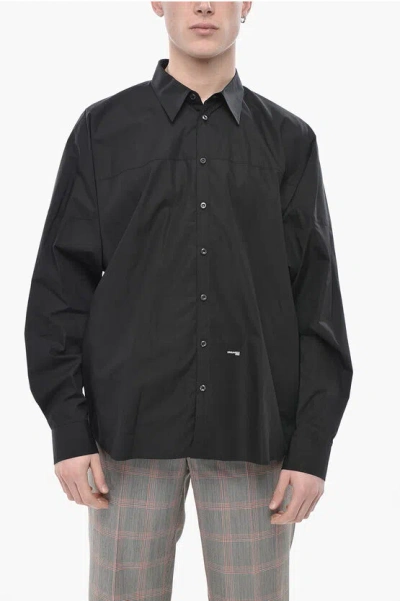 Dsquared2 Poplin Shirt With Batwing Sleeves In Black