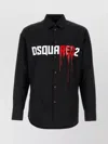 Dsquared2 Poplin Shirt With Cuffed Sleeves And Graphic Print