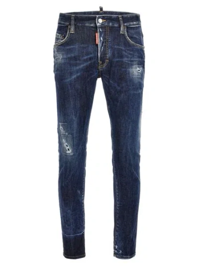 Dsquared2 Premium Cotton Logo Jeans. In Blue