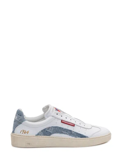 Dsquared2 Premium Low-top Sneakers In Bianco-denim Chiaro