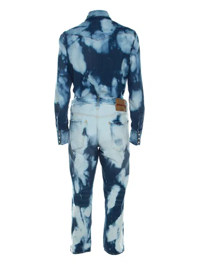 Pre-owned Dsquared2  Bleached Cotton Pockets Jumpsuit In Blue