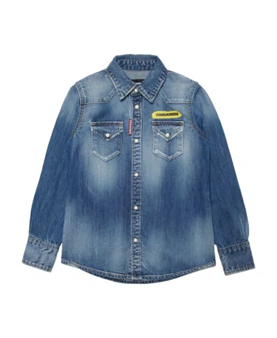 Dsquared2 Press-stud Fastening Denim Shirt In Blue