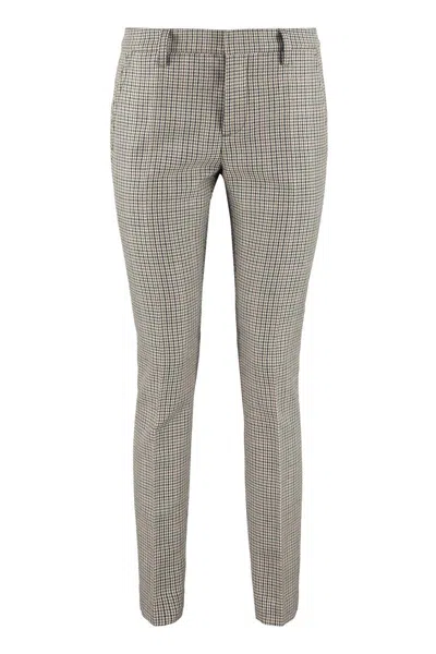 Dsquared2 Prince Of Wales Checked Virgin Wool Trousers In Beige