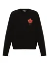 Dsquared2 Crewneck Sweater With Maple Leaf Print In Black