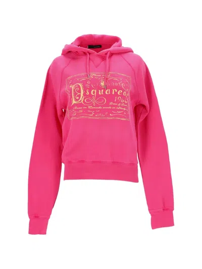Pre-owned Dsquared2 Print Hooded Hoodie In Pink