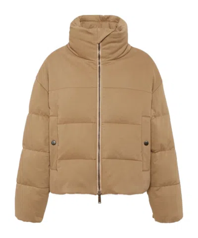 Dsquared2 Printed Ball Puffer Jacket In Brown