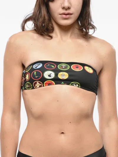 Dsquared2 Printed Bandeau Bikini Top In Black