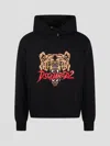 Dsquared2 Black Hoodie With Drawstring Hood And Maxi Logo Print On The Front In Cotton Man
