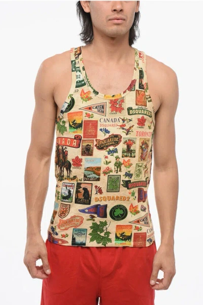Dsquared2 Printed Cotton Blend Tank Top
