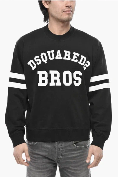 Dsquared2 Printed Cotton Crewneck T-shirt D2 Bros In Black