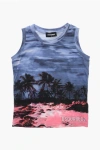 Dsquared2 Printed Cotton Palm Tank Top In Blue