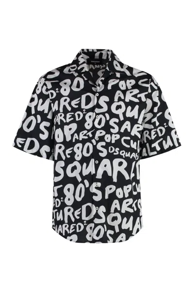 Dsquared2 Printed Cotton Shirt In Black