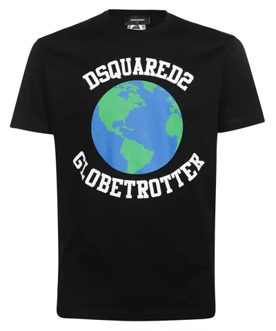 Dsquared2 Printed Cotton T-shirt In Black