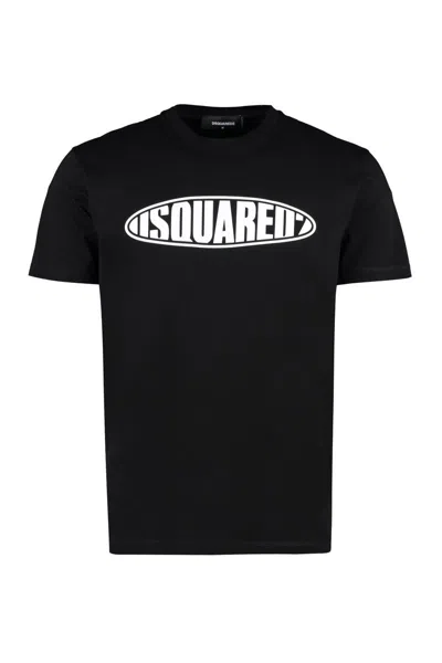 Dsquared2 Printed Cotton T-shirt In Black