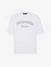 Dsquared2 Loose Fit White Cotton Jersey T-shirt With Vintage-effect Logo In White