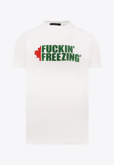 Dsquared2 Printed Crewneck T-shirt In Gray