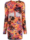 Dsquared2 Short Dress With Cut-out Design And Long Sleeves In Multi