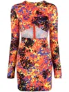 Dsquared2 Printed Cut-out Short Dress In Multicolour