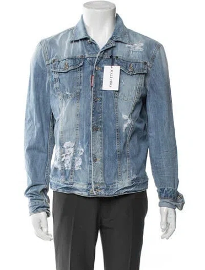 Pre-owned Dsquared2 Printed Denim Jacket In Blue