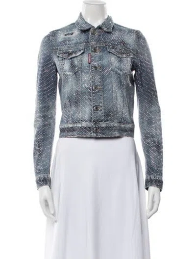 Pre-owned Dsquared2 Printed Denim Jacket W/ Tags In Blue