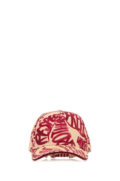 Dsquared2 Printed Denim Rebel Hibiscus Baseball Cap In White