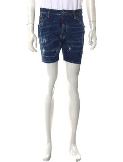 Pre-owned Dsquared2 Printed Denim Shorts In Blue