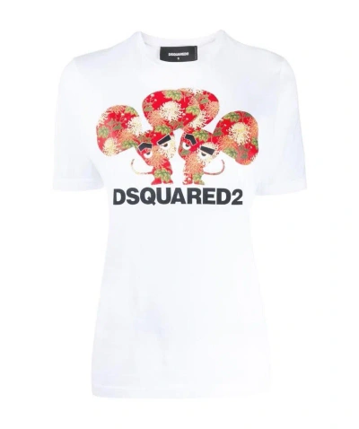 Dsquared2 Printed Detail T-shirt In White