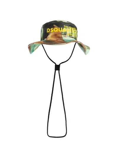 Dsquared2 Printed Drawstring Hat In Multi