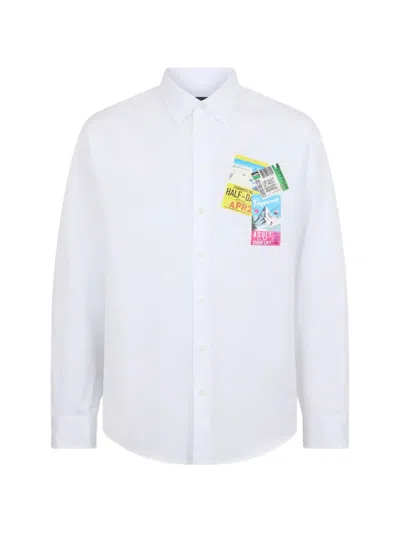 Dsquared2 Printed Dropped-shoulder Shirt In White