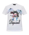 Dsquared2 Printed Embellished Crewneck T-shirt In White