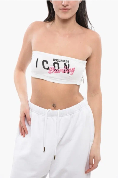 DSQUARED2 PRINTED EMBROIDERED ICON DARLING TUBE TOP
