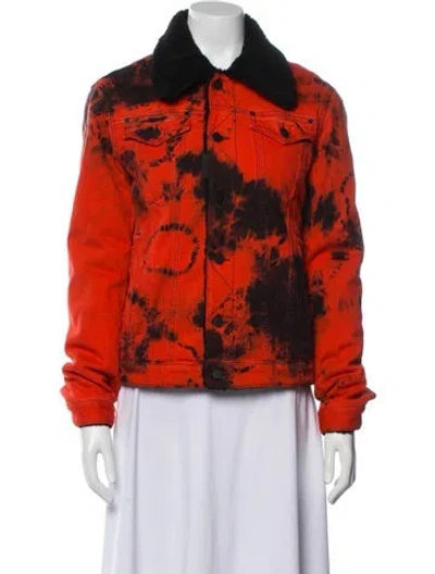 Pre-owned Dsquared2 Printed Faux Fur Jacket In Orange