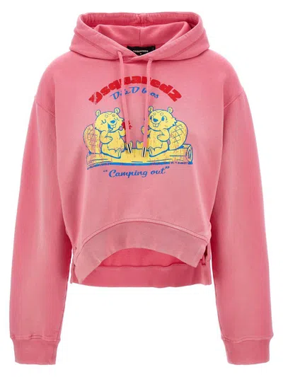 Dsquared2 Printed Hoodie In Pink