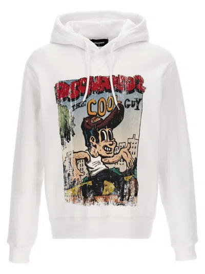 Dsquared2 Printed Hoodie In White