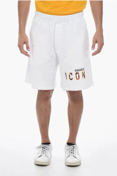 Dsquared2 Printed Icon Sunset Jogger Shorts In White