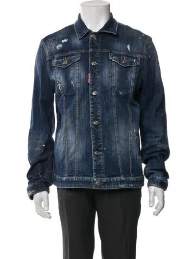 Pre-owned Dsquared2 Printed Jacket In Blue