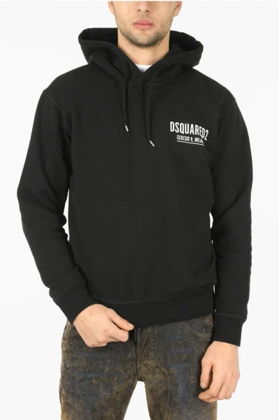 Dsquared2 Printed Logo Cool Fit Hoodie In Black
