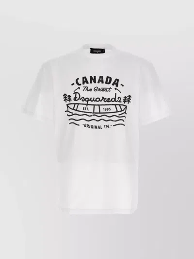 Dsquared2 Printed Logo Crew Neck T-shirt In White