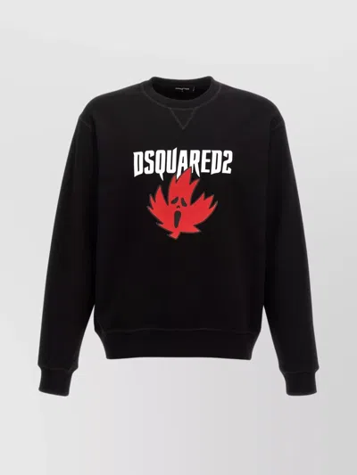 Dsquared2 Printed Logo Crewneck Sweater In Black