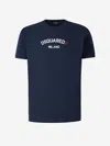 Dsquared2 Milano Printed Cotton T-shirt In Midnight Blue