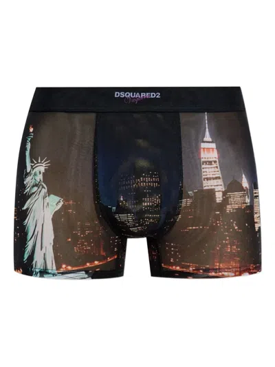 Dsquared2 Printed Logo-waistband Boxers In Black