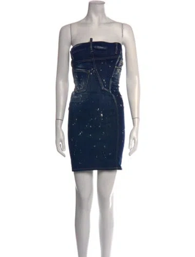 Pre-owned Dsquared2 Printed Mini Dress In Blue