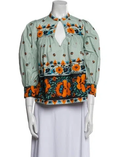 Pre-owned Dsquared2 Printed Mock Neck Blouse In Blue