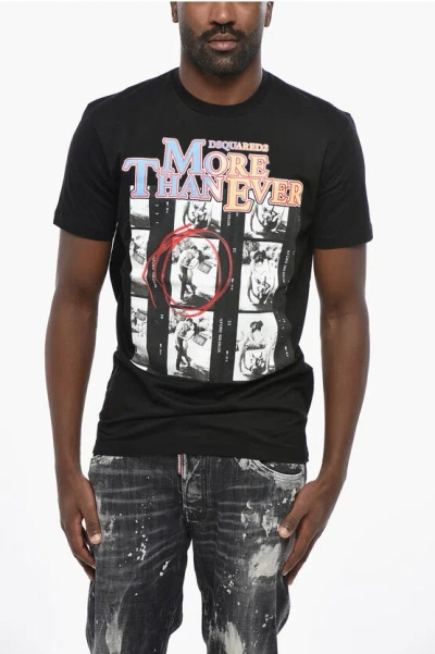 Dsquared2 Printed More Than Ever Crew-neck T-shirt In Black