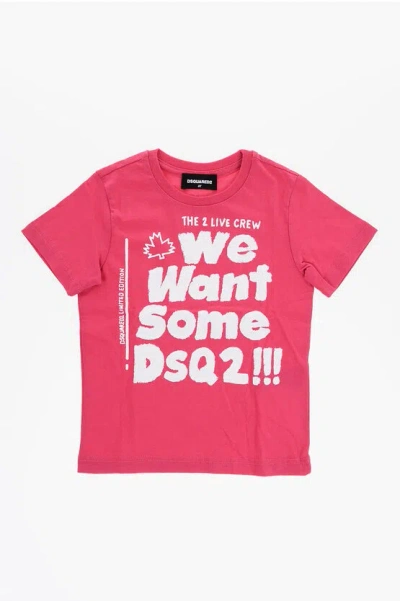Dsquared2 Printed Relax Crew Neck T-shirt In Pink