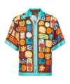 Dsquared2 Multicolor Shirt With Cuban Collar And All-over Printed Motif In Multi-color