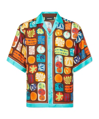 DSQUARED2 DSQUARED2 SUMMER LOVERS DROP SHOULDER BOWLING SHIRT