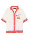 Dsquared2 Beige Shirt With Cuban Collar And Printed Logo On The Front In Cotton Man In Neutrals