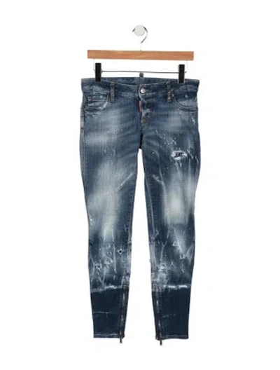 Pre-owned Dsquared2 Printed Skinny Leg Pants In Blue